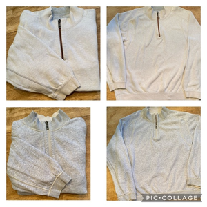 Tommy Bahama Men’s XL Cream/Lt Gray REVERSIBLE 100%‎ Cotton Quarter Zip Pullover